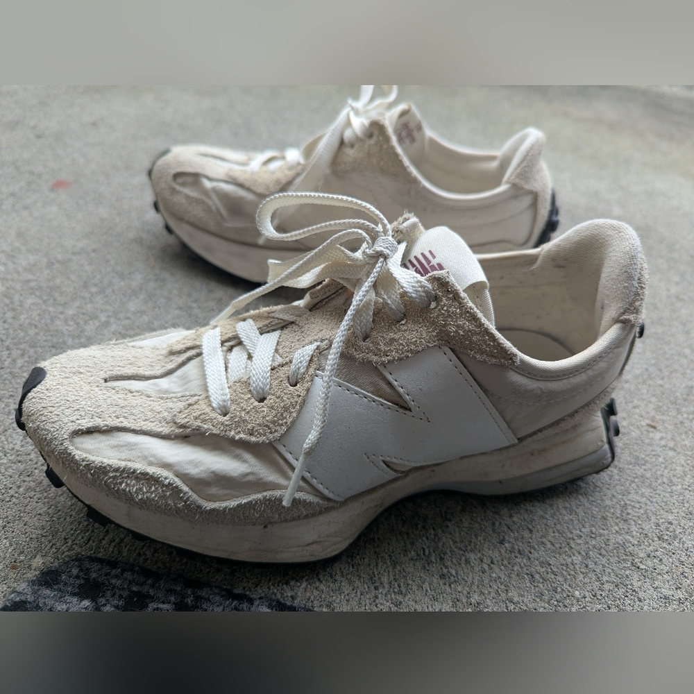 New Balance Cream Suede & Leather Sneakers